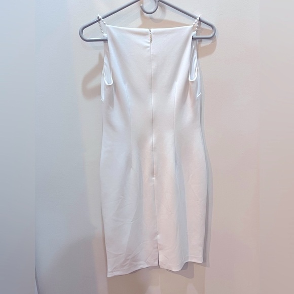 Karl Lagerfeld White Dress Pearl Straps Wedding Bridal Office Engagement Size 0 - Picture 5 of 6
